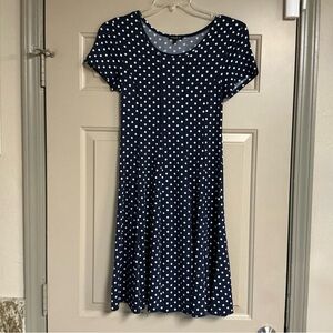 Sami & Jo Women’s Size PS Dark Blue and White Polka Dot Knee Length Dress